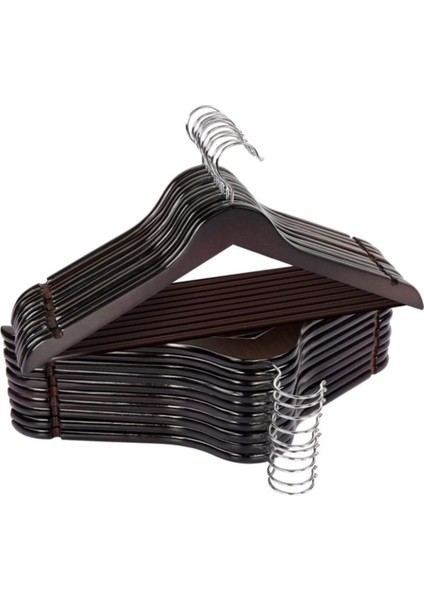 24 Adet Ahşap Görünümlü Plastik Kıyafet ve Elbise Askısı Siyah