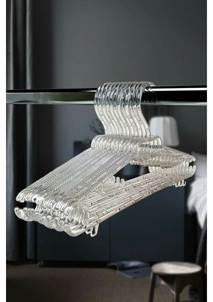 Kristal Askı Şeffaf Büyük Boy Elbise Askısı 6 Adet