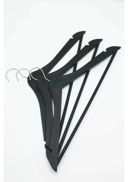 Ahşap Görünümlü Plastik Elbise Askısı 12 Adet Siyah Renk Döner Başlıklı fiyatları