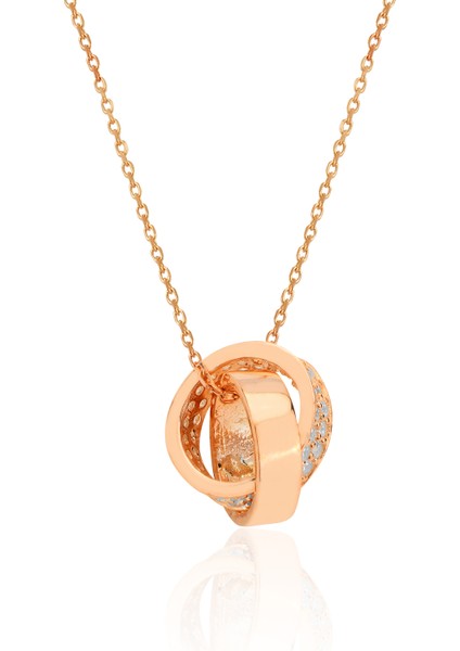 925 Ayar Gümüş Rose Ikili Taşlı Alyans Kolye fiyatları