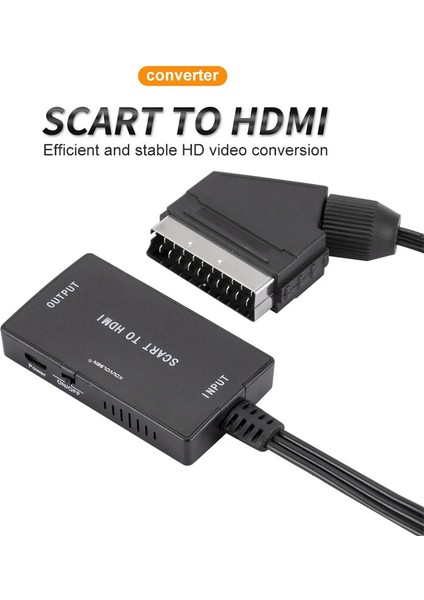 Scart to hdmı çevirici dönüştürücü kablo scart in hdmı out