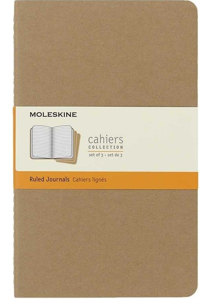 Chaier 3'lü Günlük Defter Çizgili L Boy 13X21 cm 80 Sayfa Kraft