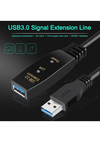 Usb 3.0 uzatma kablosu usb 3.0 extension güçlendirilmiş kablosu 20m