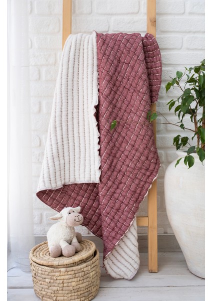 Bebek Battaniyesi - 100*120 cm Dolgulu Bebek Battaniyesi - Pamuk - Natural modelleri