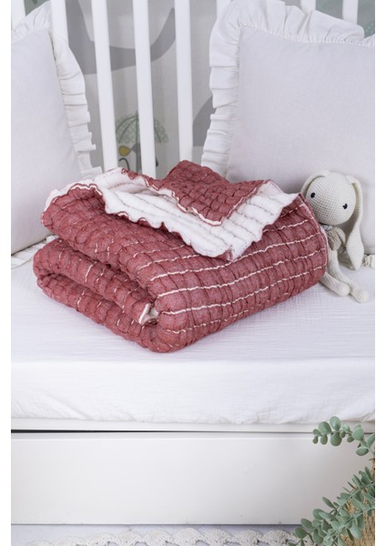 Bebek Battaniyesi - 100*120 cm Dolgulu Bebek Battaniyesi - Pamuk - Natural indirimleri
