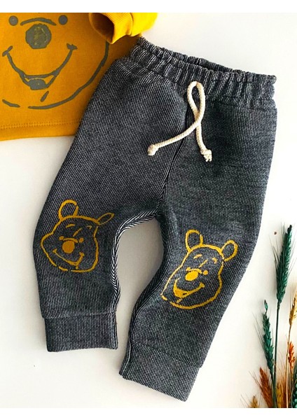 Neşeli Bebekler Winnie The Pooh Nakışlı Şardonlu Üç Ip Polar Takım Hardal modelleri