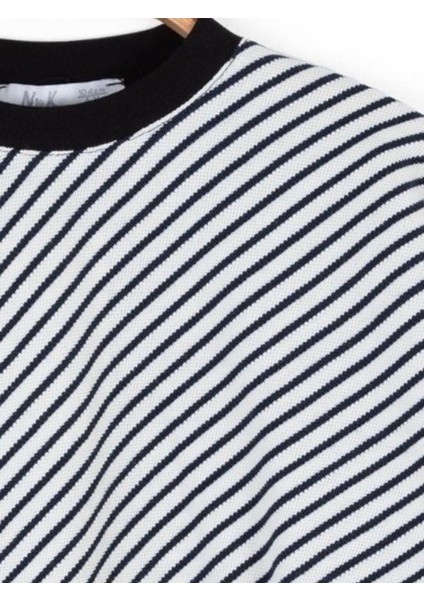 Kız Çocuk Pamuklu Çizgili Crop Sweatshirt fırsatları