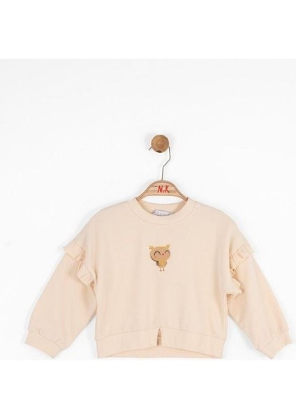 Kız Bebek Mevsimlik Pamuklu Baykuş Baskılı Sweatshirt