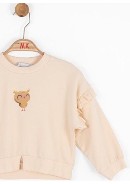 Kız Bebek Mevsimlik Pamuklu Baykuş Baskılı Sweatshirt indirimleri