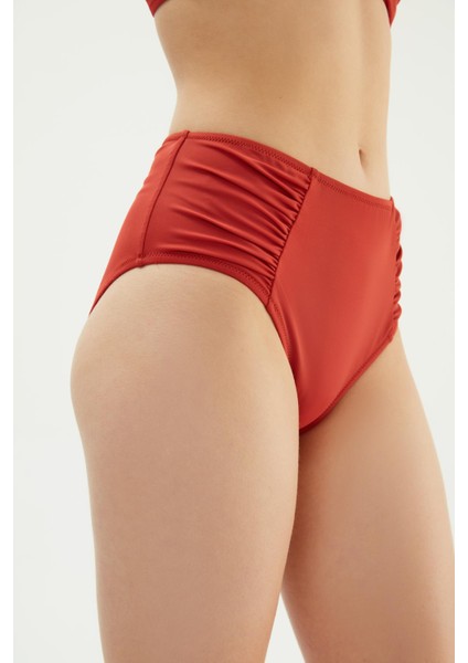 2514 Kiremit Yüksek Bel Drapeli Bikini Altı fiyatları