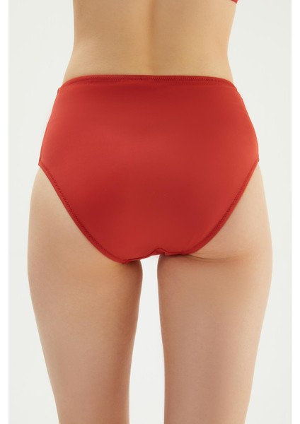 2514 Kiremit Yüksek Bel Drapeli Bikini Altı modelleri
