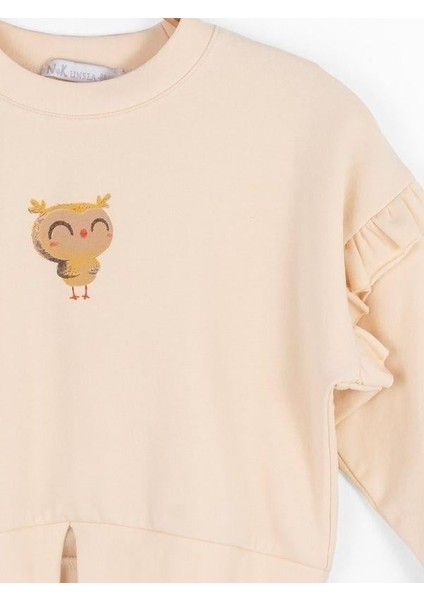 Kız Bebek Mevsimlik Pamuklu Baykuş Baskılı Sweatshirt fiyatları