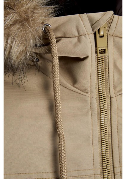 12258409 Jjconstruct Faux Fur Bomber Erkek Kadife Kürklü Ceket