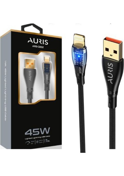 45W USB Lighting Şefaf Işıklı Şarj ve Data Kablosu