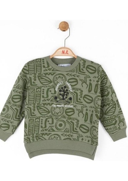 Erkek Bebek Pamuklu Iki Iplik Yazılı Desert Sweatshirt modelleri