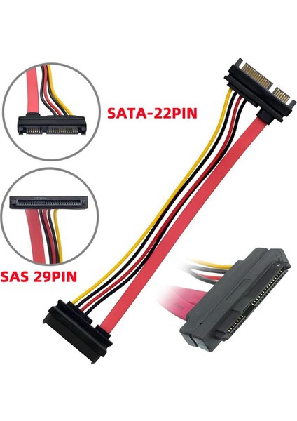 SFF-8482 SAS kablosu 29Pin erkek SATA 22Pin erkek kablo