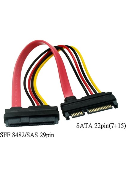 SFF-8482 SAS kablosu 29Pin erkek SATA 22Pin erkek kablo