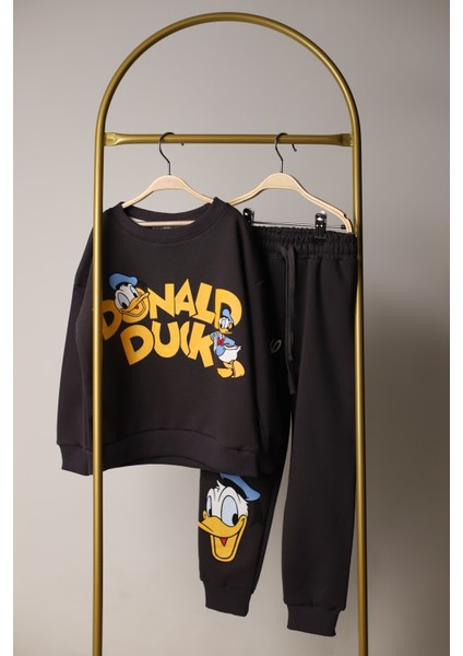 Donald Duck Kareli Sırt Baskılı Eşofman Takımı