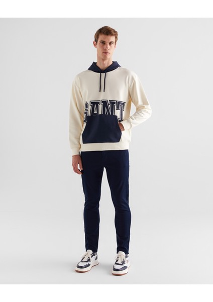 Erkek Krem Regular Fit Kapüşonlu Logolu Sweatshirt 2524341T.130