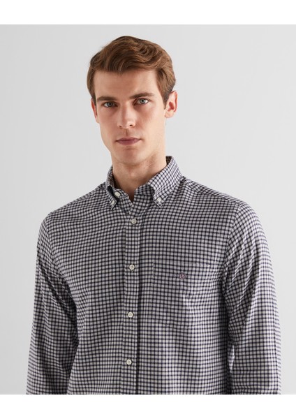 Erkek Gri Regular Fit Düğmeli Yaka Kareli Gömlek 3240213.94 fırsatları