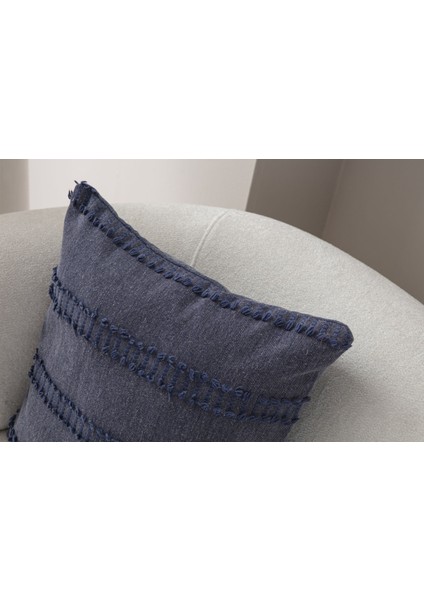 2'li Set Şerit Desen Bohem Punch Dokuma Kırlent Kılıfı Mavi fiyatları