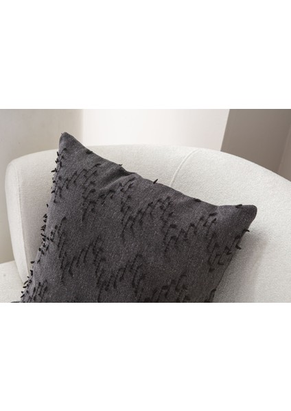 2'li Set Zigzag Desen Bohem Punch Dokuma Kırlent Kılıfı Siyah