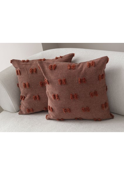 2'li Set Kiremit Bohem Punch Dokuma Kırlent Kılıfı fiyatları