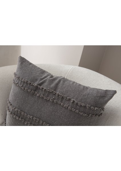 Şerit Desen Bohem Punch Dokuma Kırlent Kılıfı Gri fiyatları