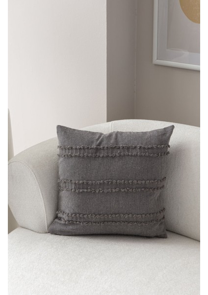 Şerit Desen Bohem Punch Dokuma Kırlent Kılıfı Gri modelleri