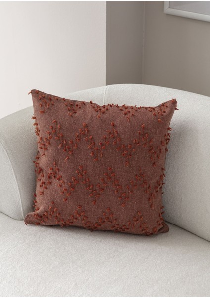 Zigzag Desen Bohem Punch Dokuma Kırlent Kılıfı Kiremit modelleri