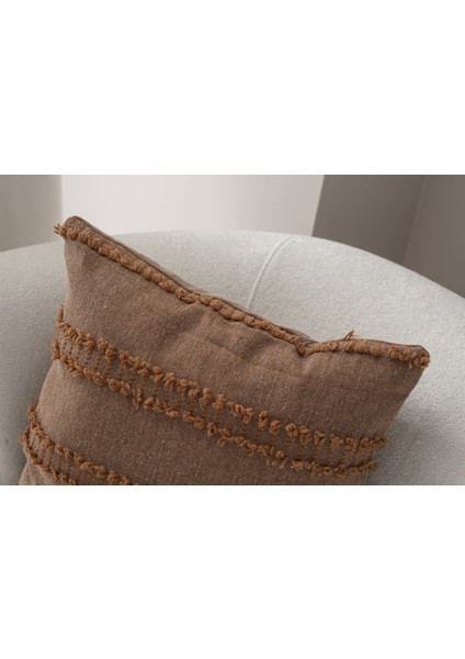 Şerit Desen Bohem Punch Dokuma Kırlent Kılıfı Kahverengi fiyatları