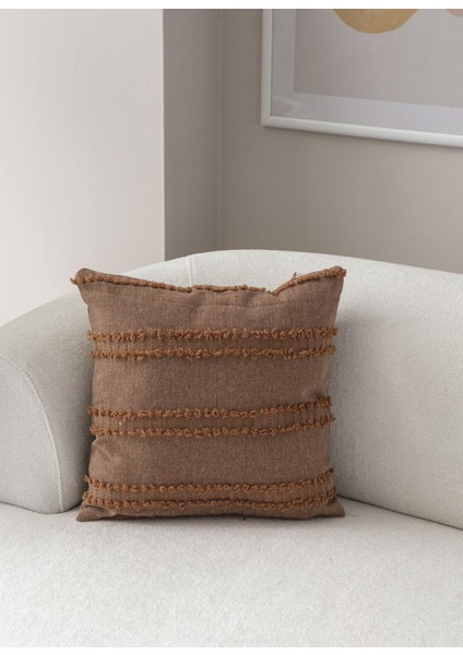 Şerit Desen Bohem Punch Dokuma Kırlent Kılıfı Kahverengi modelleri