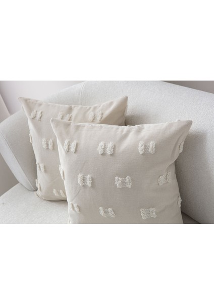 2'li Set Krem Bohem Punch Dokuma Kırlent Kılıfı modelleri