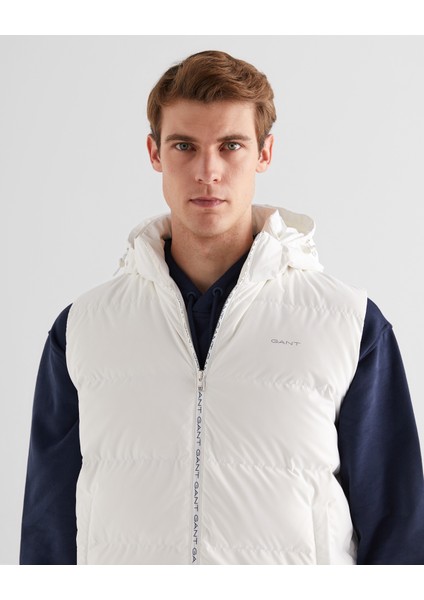 Erkek Krem Regular Fit Kapüşonlu Logolu Yelek 7124109T.113