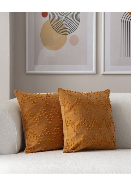 2'li Set Zigzag Desen Bohem Punch Dokuma Kırlent Kılıfı Turuncu fırsatları