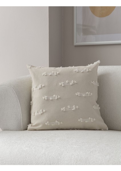 Şerit Bohem Punch Dokuma Kırlent Kılıfı Krem