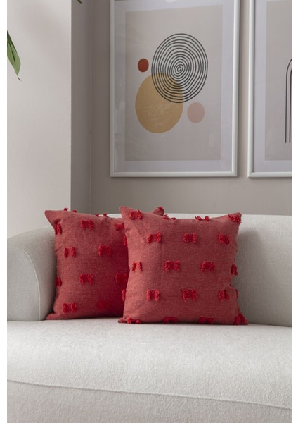 2'li Set Gül Kurusu Bohem Punch Dokuma Kırlent Kılıfı