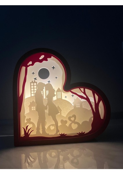 Kalp Aşk Gece Lambası Love Night Light Box 22 x 22 x 8 cm