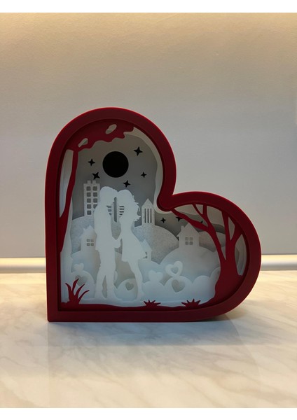 Kalp Aşk Gece Lambası Love Night Light Box 22 x 22 x 8 cm