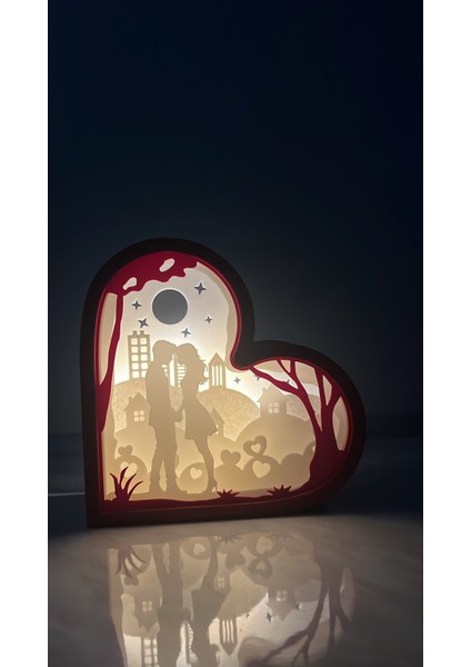 Kalp Aşk Gece Lambası Love Night Light Box 22 x 22 x 8 cm