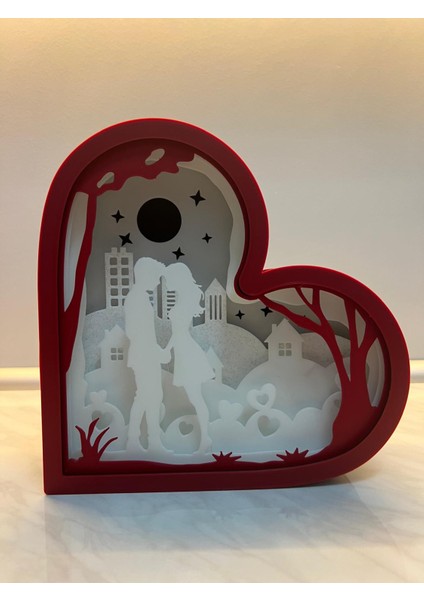 Kalp Aşk Gece Lambası Love Night Light Box 22 x 22 x 8 cm