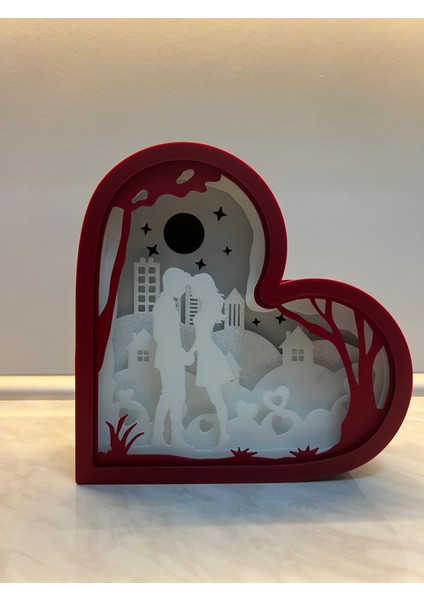 Kalp Aşk Gece Lambası Love Night Light Box 22 x 22 x 8 cm