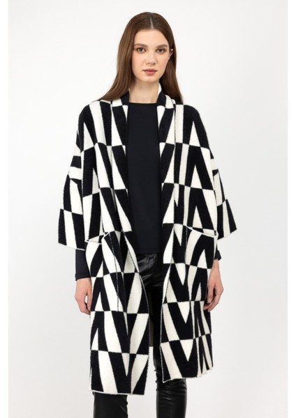 Desenli Uzun Oversize Hırka