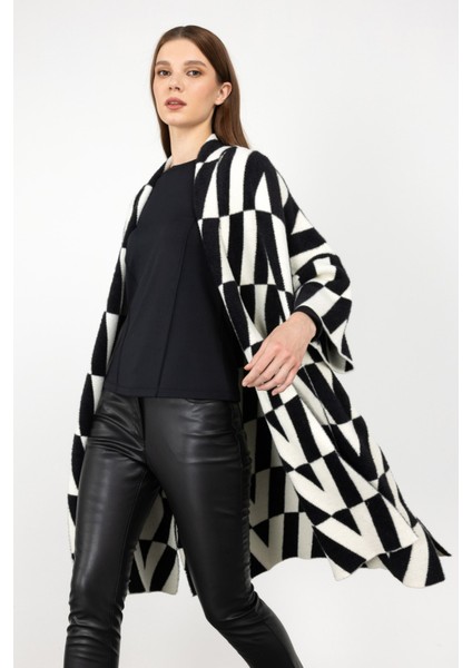 Desenli Uzun Oversize Hırka