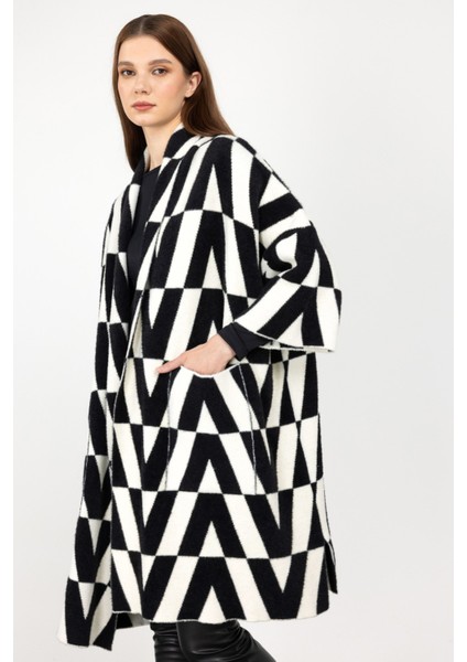 Desenli Uzun Oversize Hırka