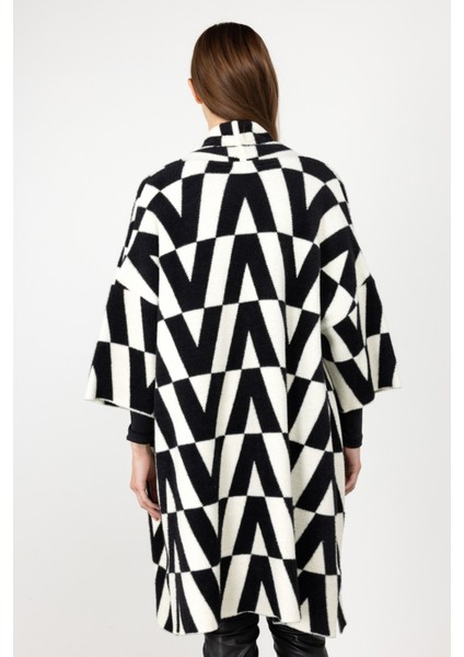 Desenli Uzun Oversize Hırka
