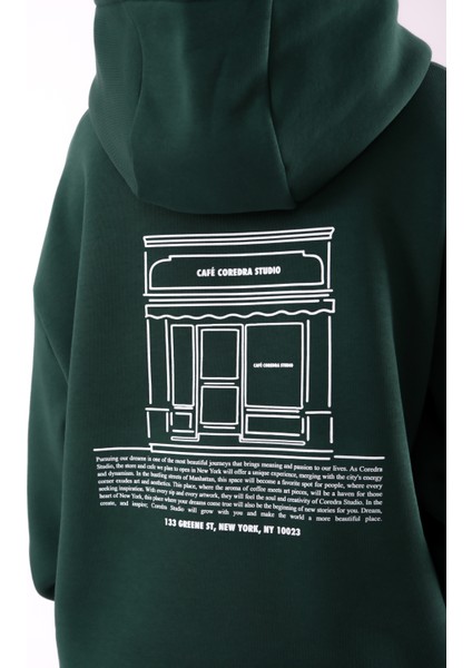 Cafe Relaxed Fit Hoodie Kadın - Yeşil modelleri