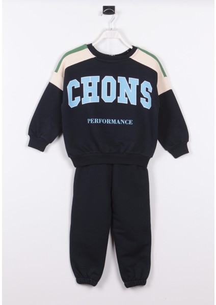 Unisex Çocuk Kışlık Chons Sloganlı Pamuklu Sweatshirt Eşofman Alt-Üst Takım fiyatları