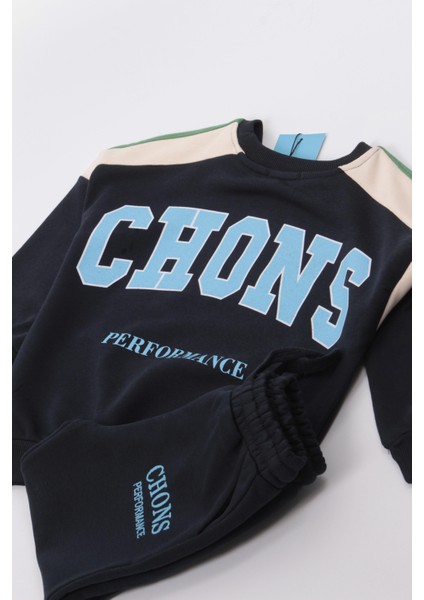 Unisex Çocuk Kışlık Chons Sloganlı Pamuklu Sweatshirt Eşofman Alt-Üst Takım indirimleri
