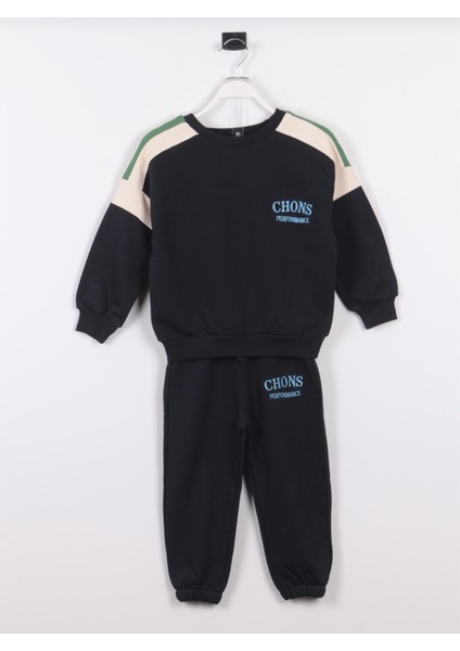 Unisex Çocuk Kışlık Chons Sloganlı Pamuklu Sweatshirt Eşofman Alt-Üst Takım fiyatları